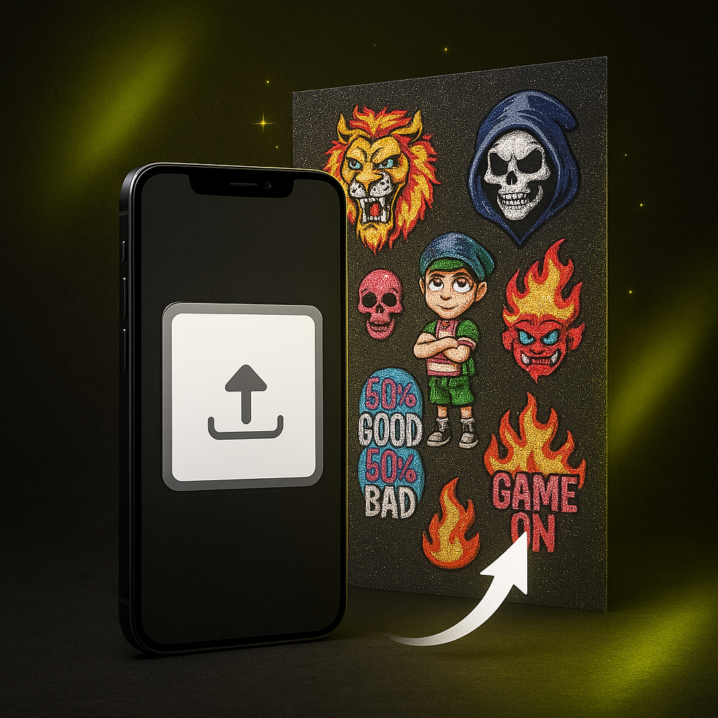 Upload Custom Glitter DTF Gang Sheet Online